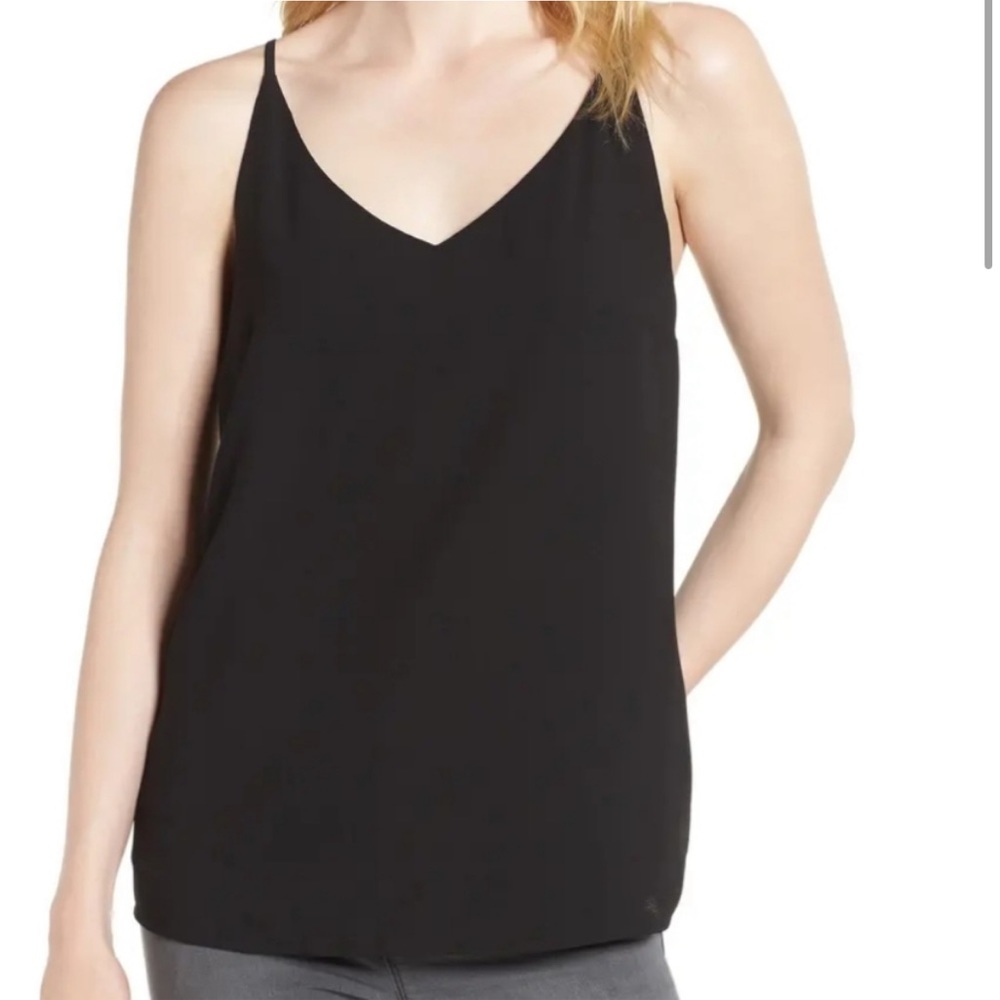 1.State Black Tank Top with Criss Cross Back